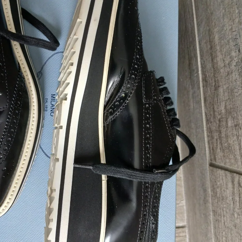 Prada Wingtip Oxford Platform shoes. - Picture 6 of 10